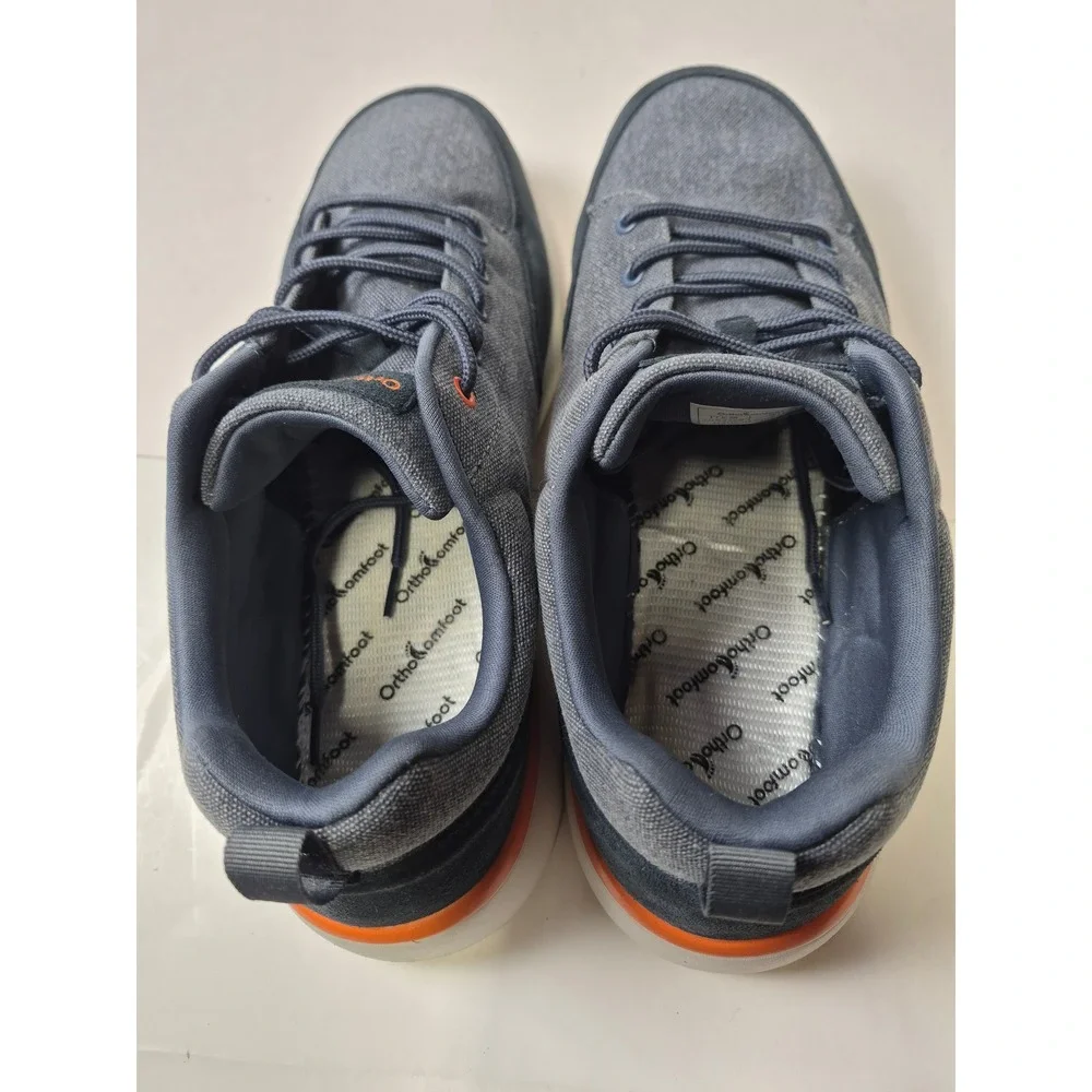OrthoComfoot Mens ZGBX26B Grey Canvas Navy Suede Sneakers EU 47 US 13 Low Top